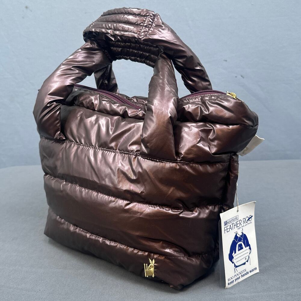 Rootote Feather Roo Purple Hand Warmer Puffer Down Purse Handbag Gorp Street
